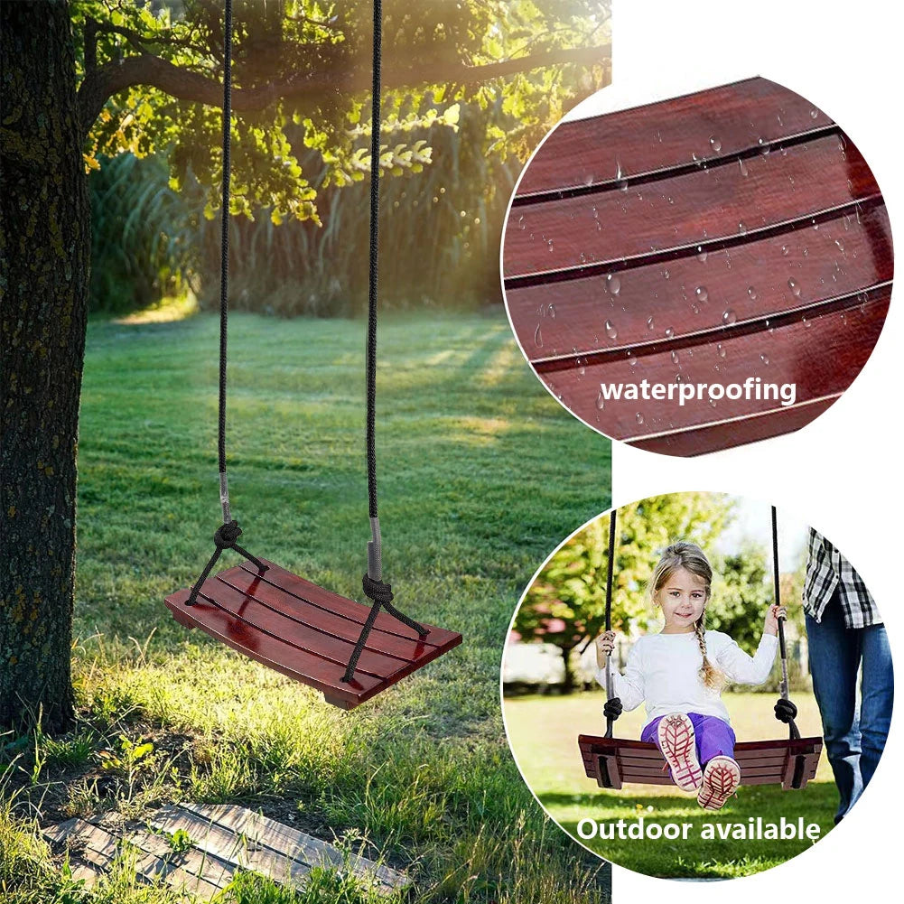 Aliilee Solid Wood Outdoor Rope Swing For Garden Patio