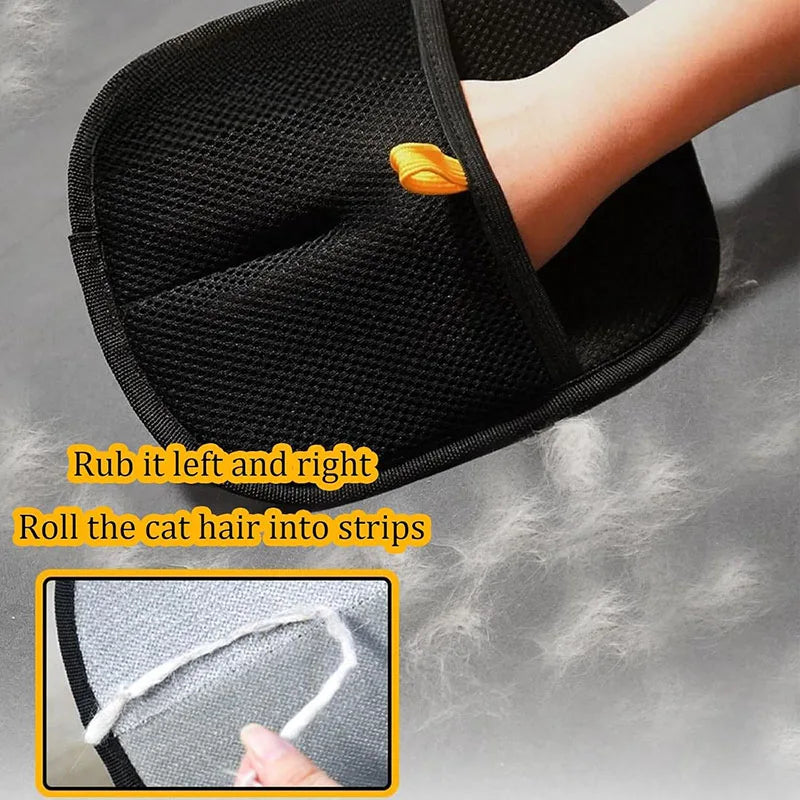 Reusable Pet Hair Removal Gloves With Static Lint Brush