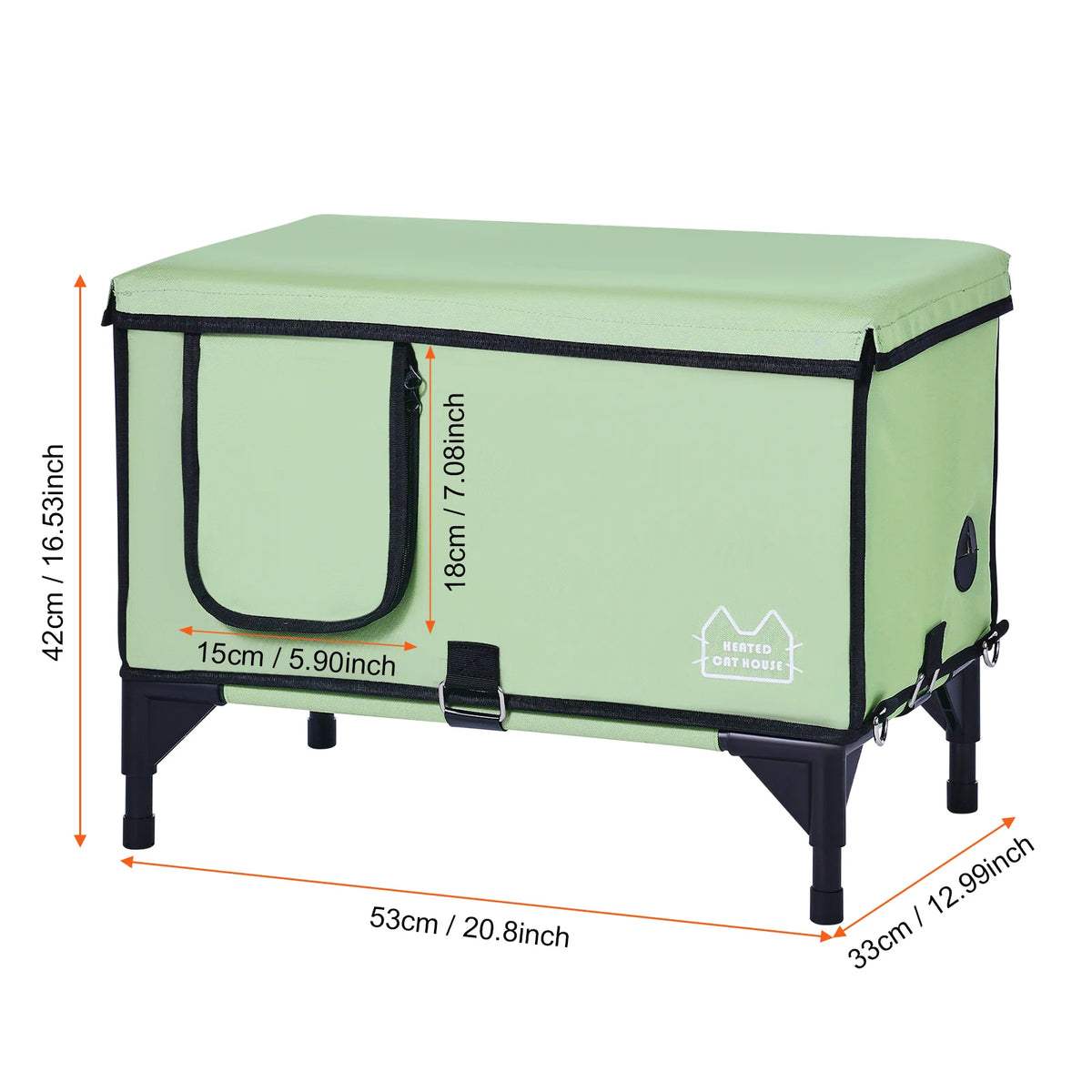 SucceBuy Elevated Heated Cat House With Adjustable Temperature Timer Control