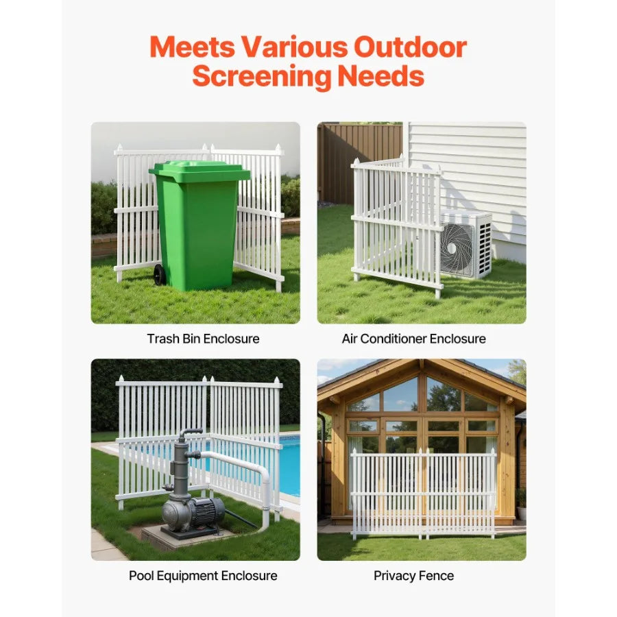 2 Panels Outdoor Privacy Screen 36 x 45 in Air Conditioner Fence with 19.7 in Ground Stakes Pool Equipment Enclosure Strip Viny
