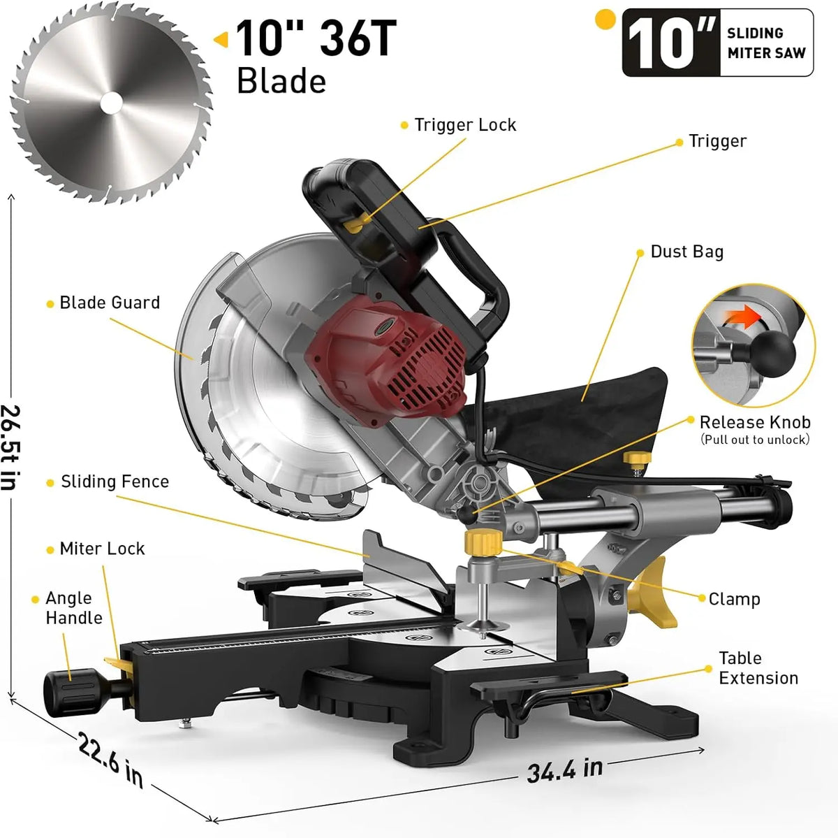 High Performance Compound Sliding Miter Saw For Woodworking