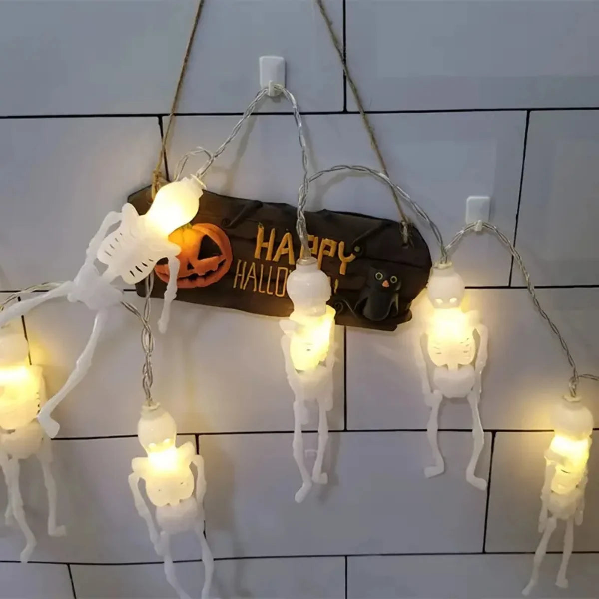 Halloween LED Skeleton String Lights Battery Operated Indoor Outdoor Decor