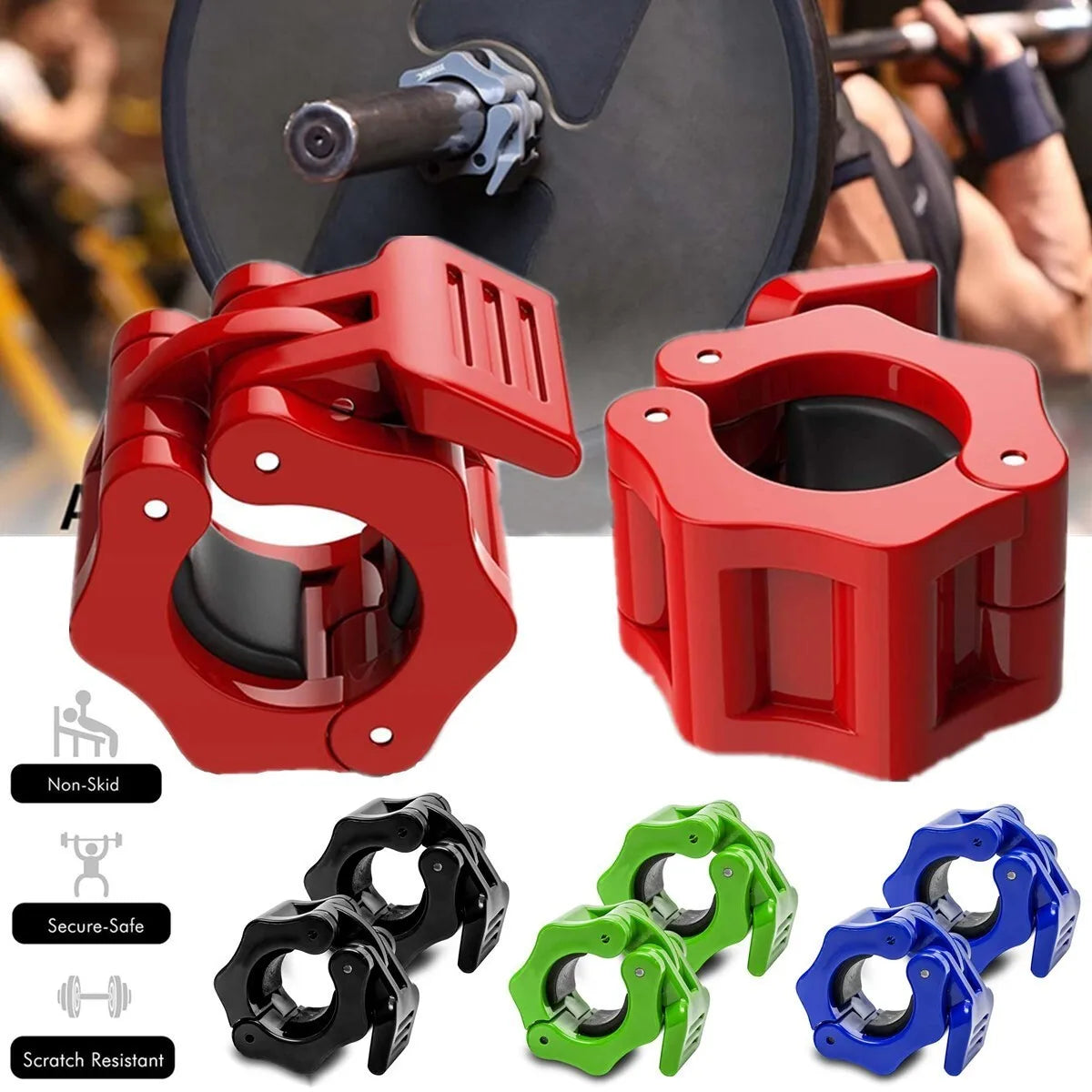 Quick Release Barbell Collars for Strength Training and Weightlifting