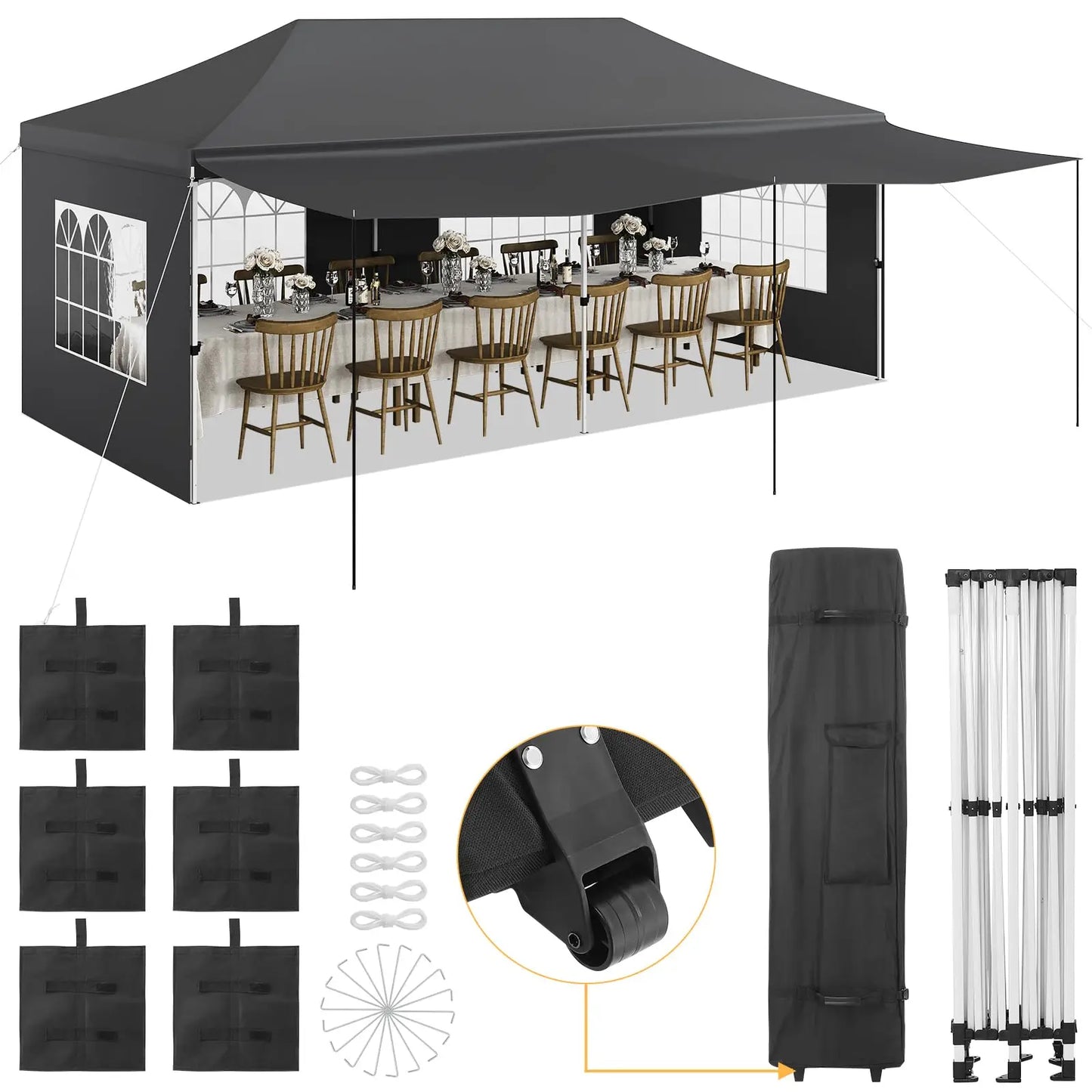 Heavy Duty Pop Up Event Tent With Five Detachable Sidewalls