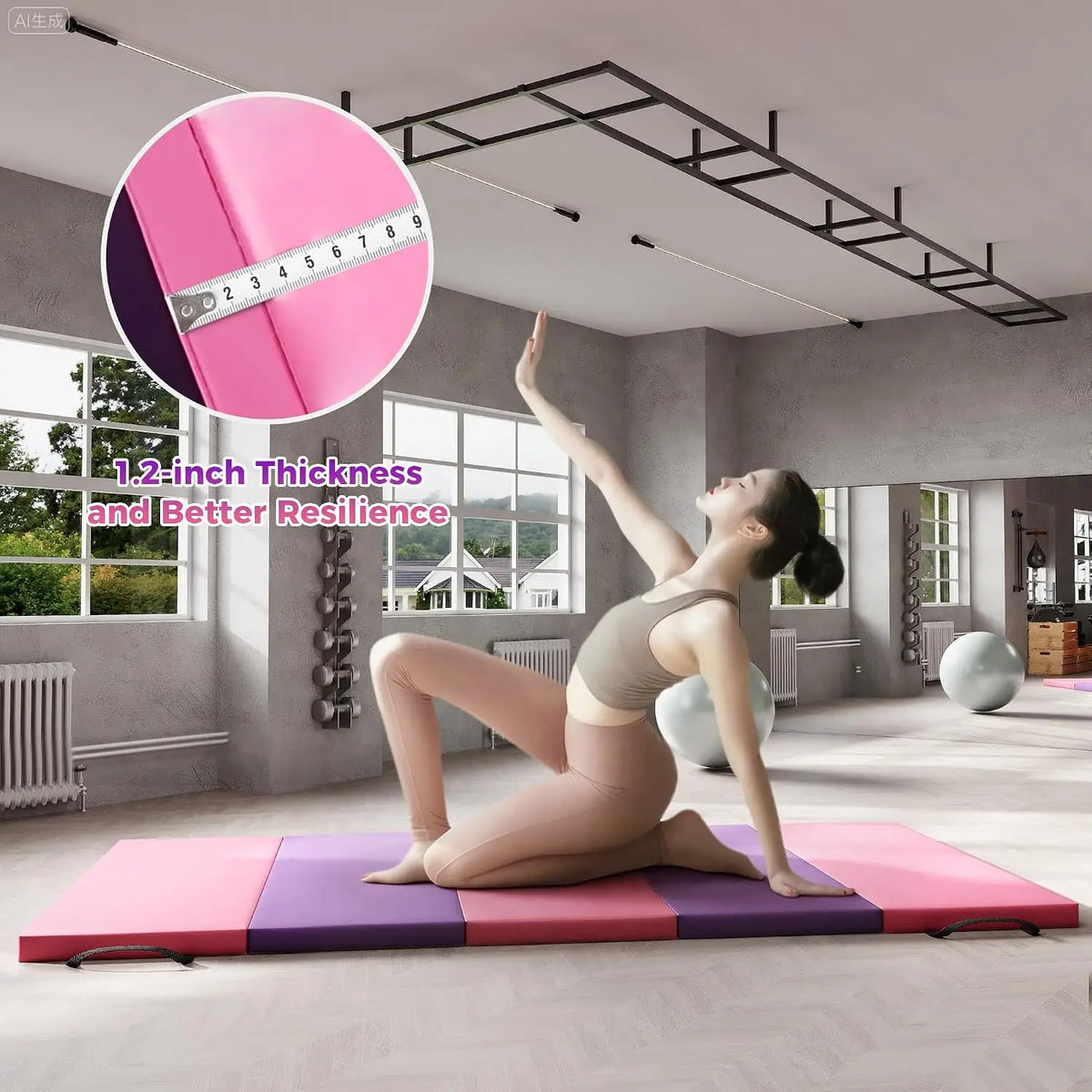 Foldable Gymnastics Yoga Pilates Exercise Mat for Home Workouts