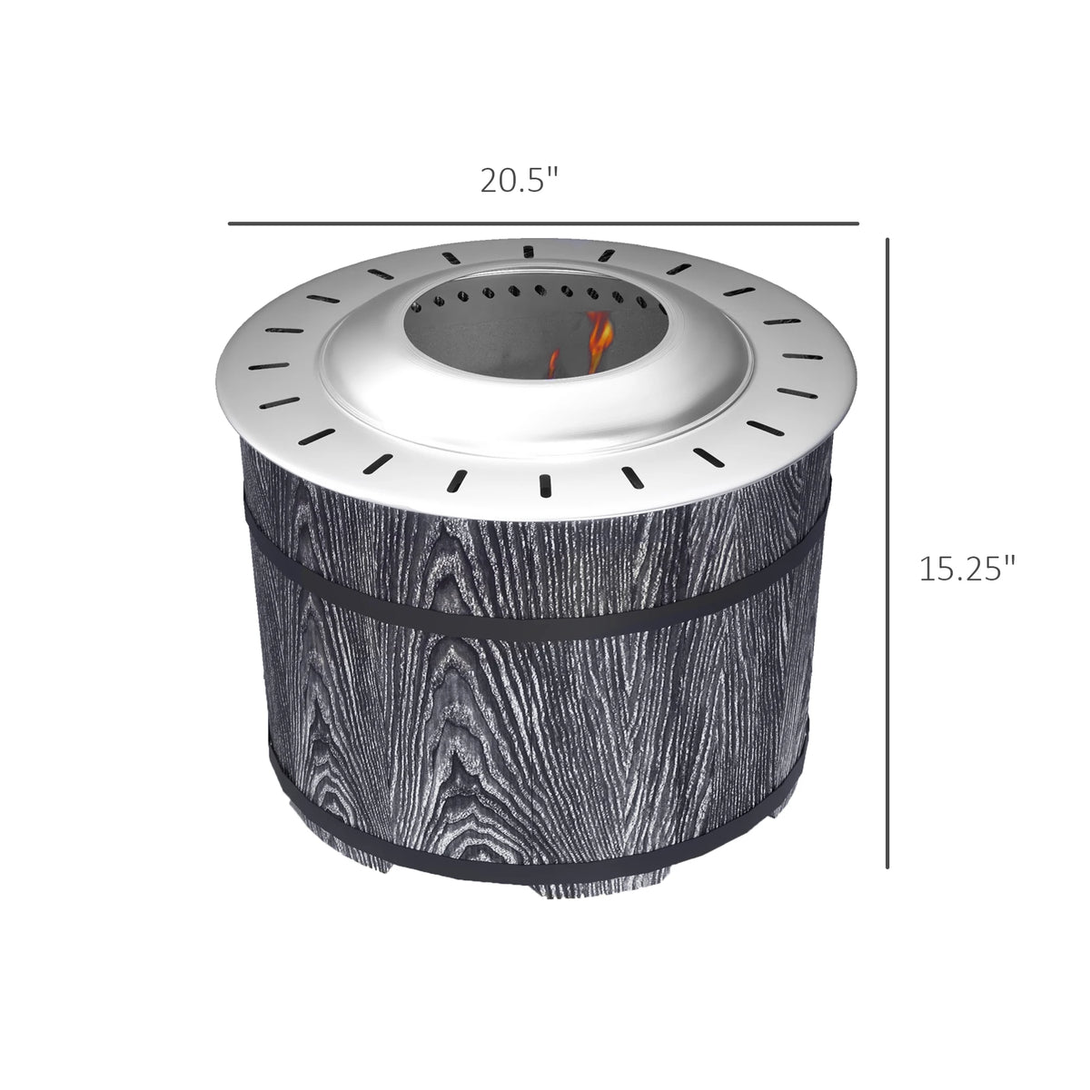 Outsunny Smokeless Wood Fire Pit With Protective Mat