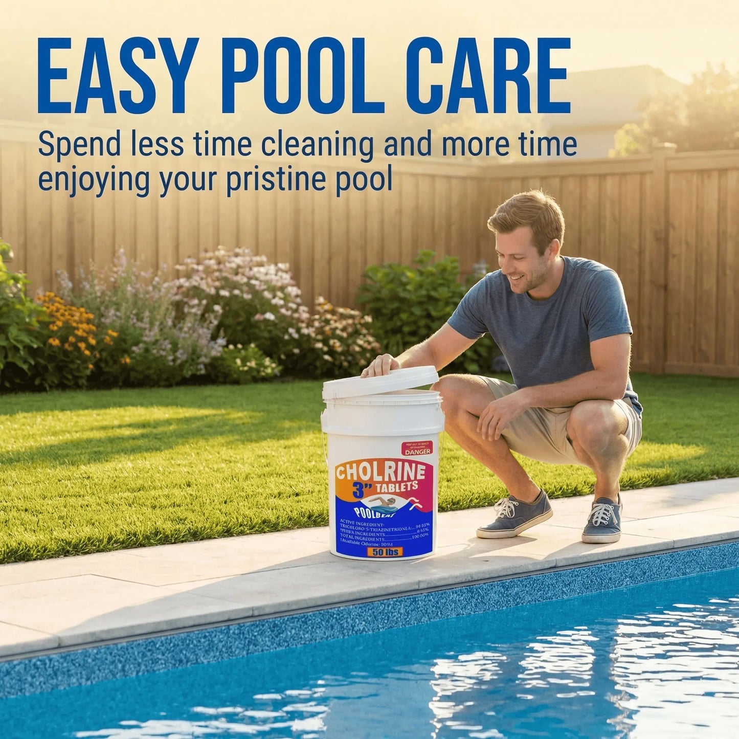 3 inch 50 Pounds Chlorine Tablets , Stabilized Chlorine Tablets for Hot Tubs, Swimming Pools and Spas - Slow Dissolving