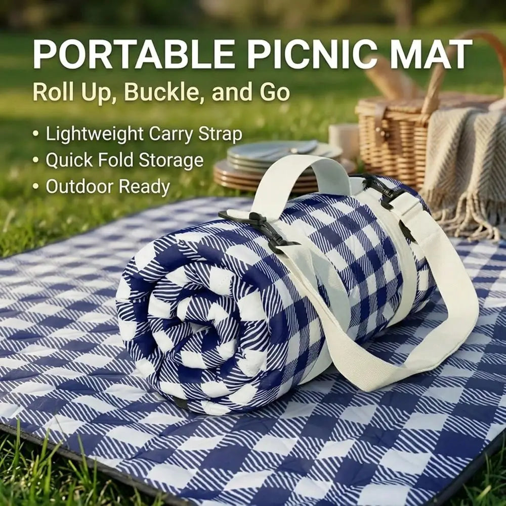 Picnic Blanket Waterproof Sandproof, Foldable Outdoor With Premium Canvas Strap Beach