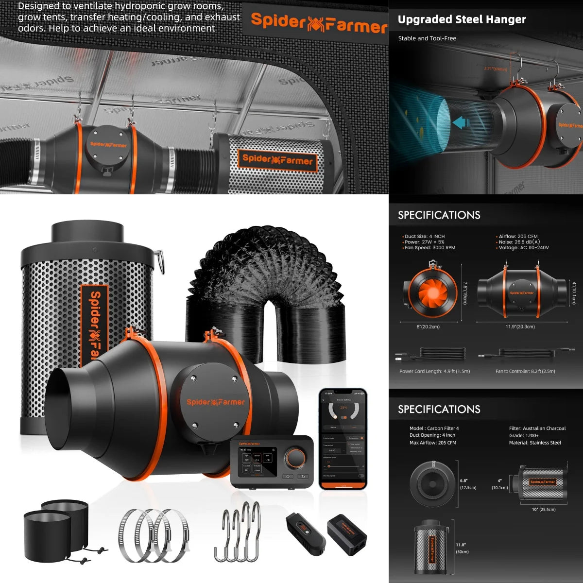 Spider Farmer Smart Grow Tent Kit Featuring Sf1000 Led Lamp