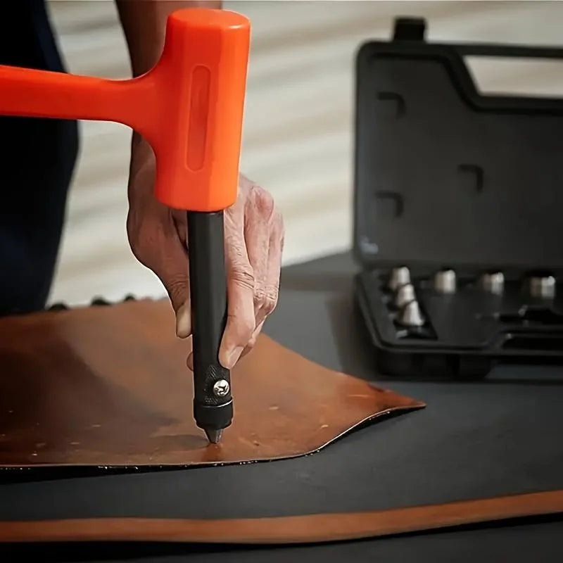 Heavy Duty Leather Hole Punch Set Interchangeable Dies For Crafting