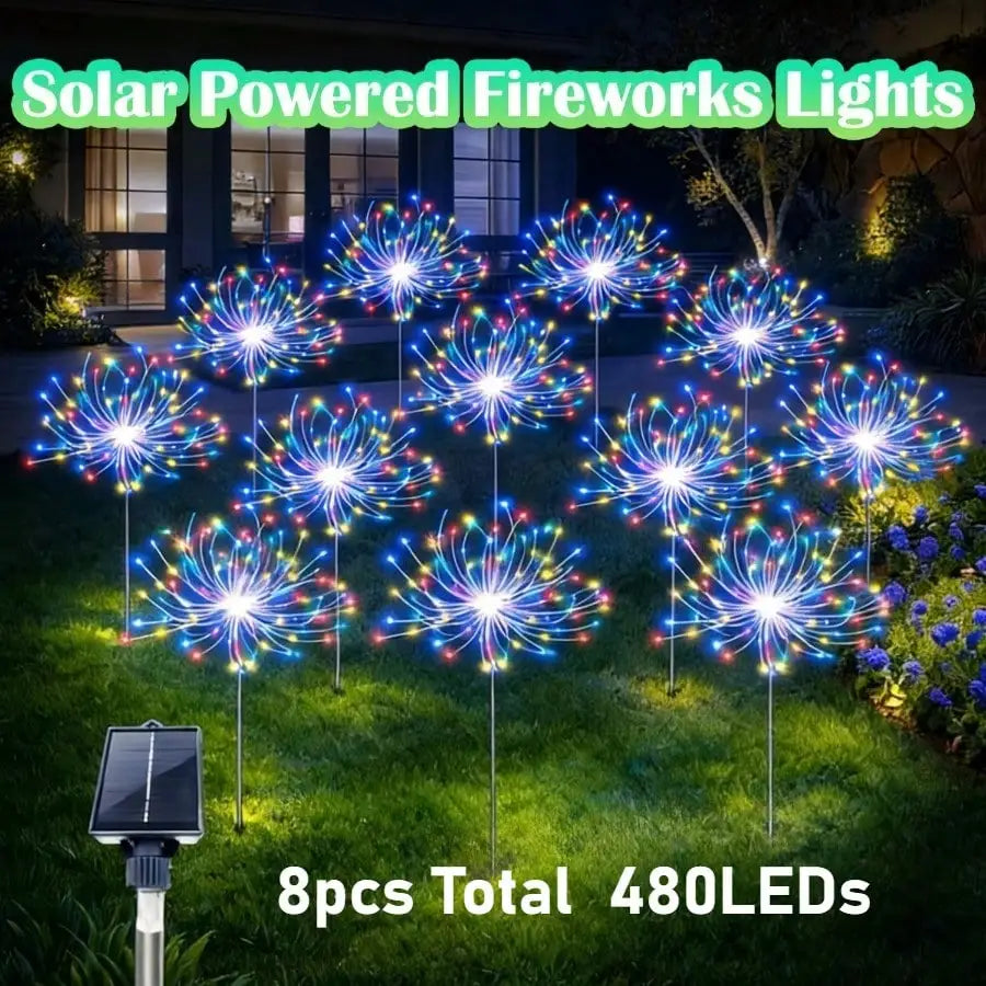 Solar Powered LED Firework Garden Lights Eight Modes IP65 Rated