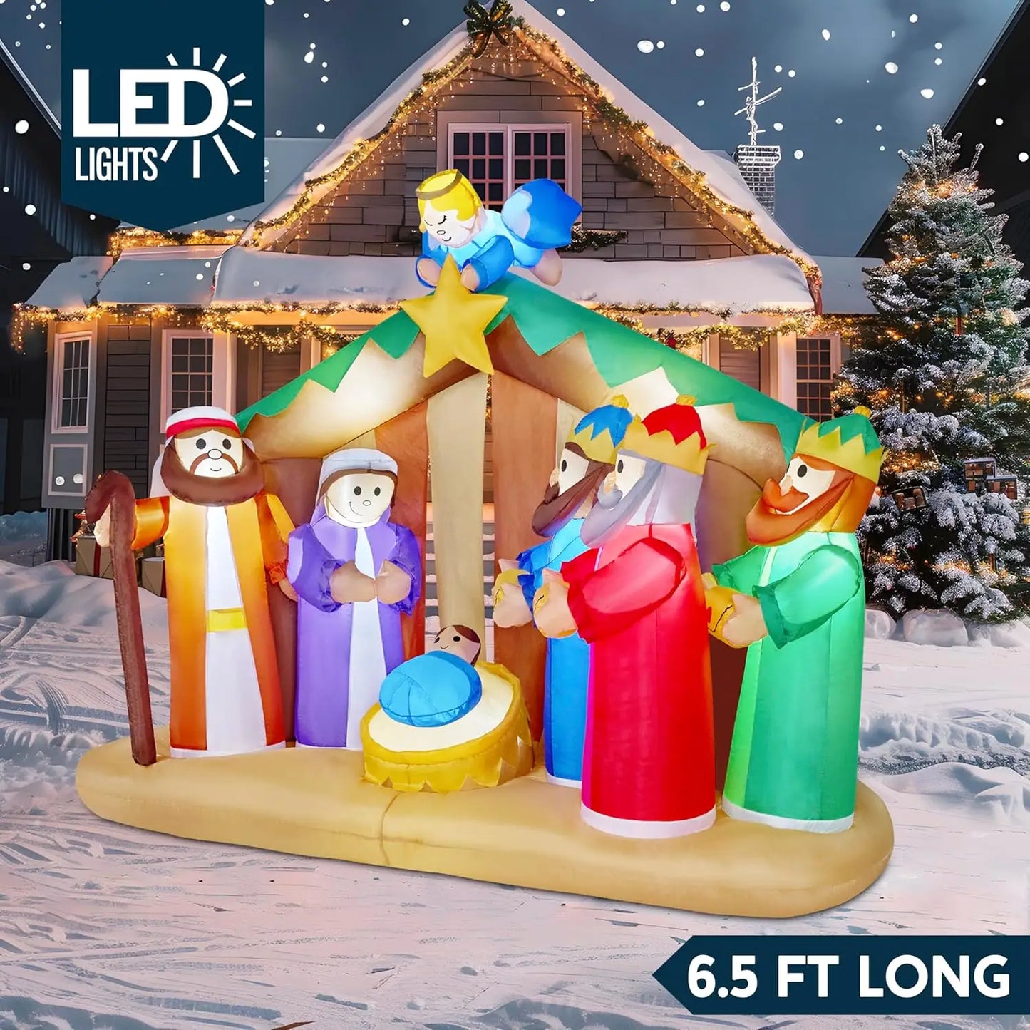 Joyfy Outdoor Inflatable Nativity Scene With Built In Led Lights