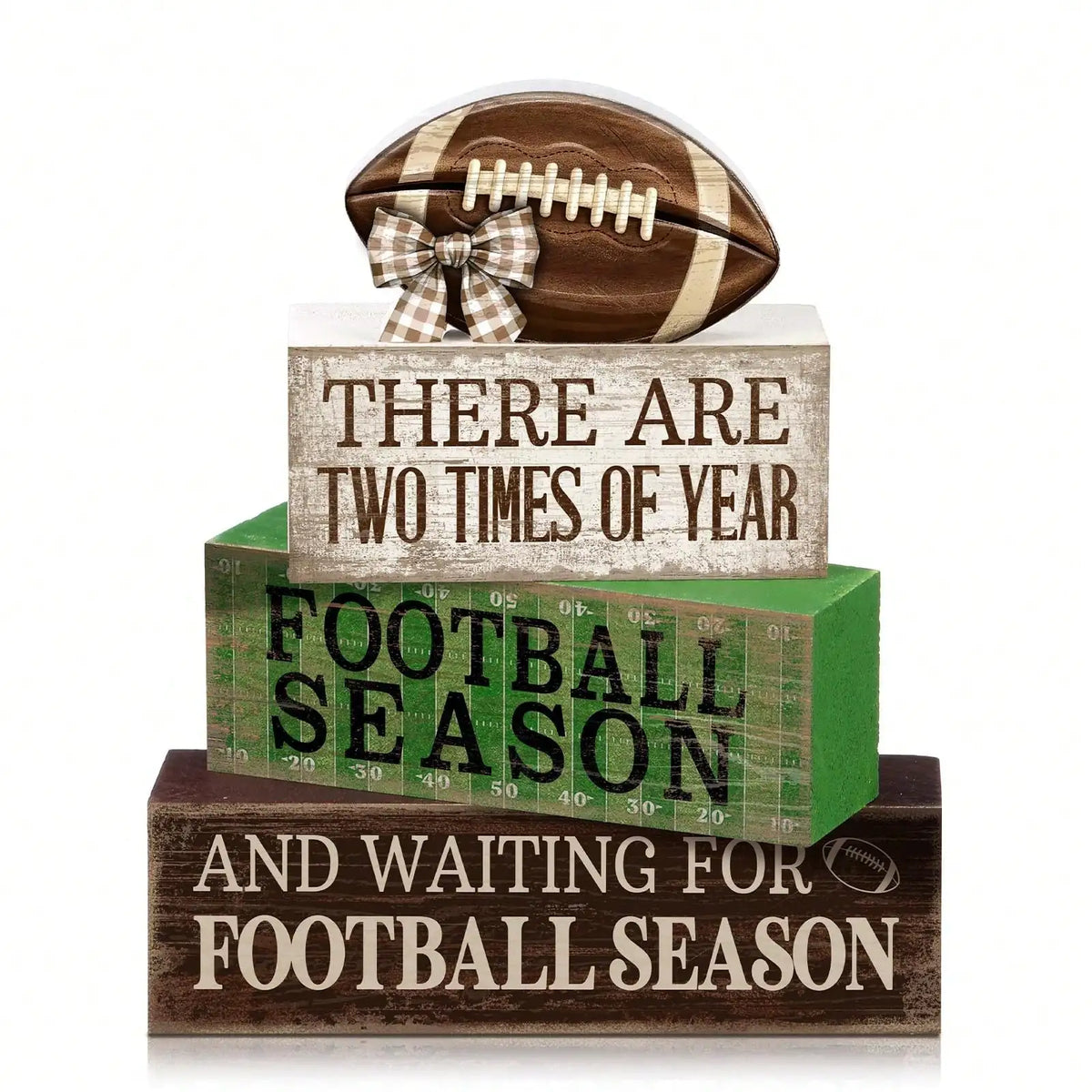 Rustic Football Season Layering Tray Stackable Wooden Block Decoration