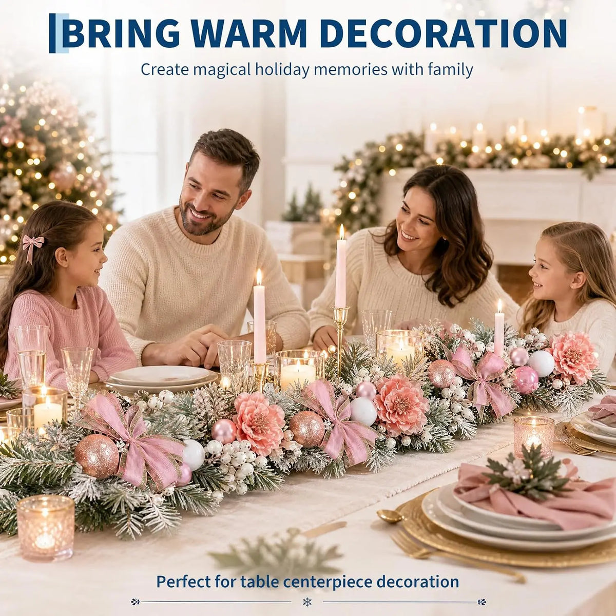 Garvee Lighted Artificial Magnolia Christmas Garland for Holiday Decor