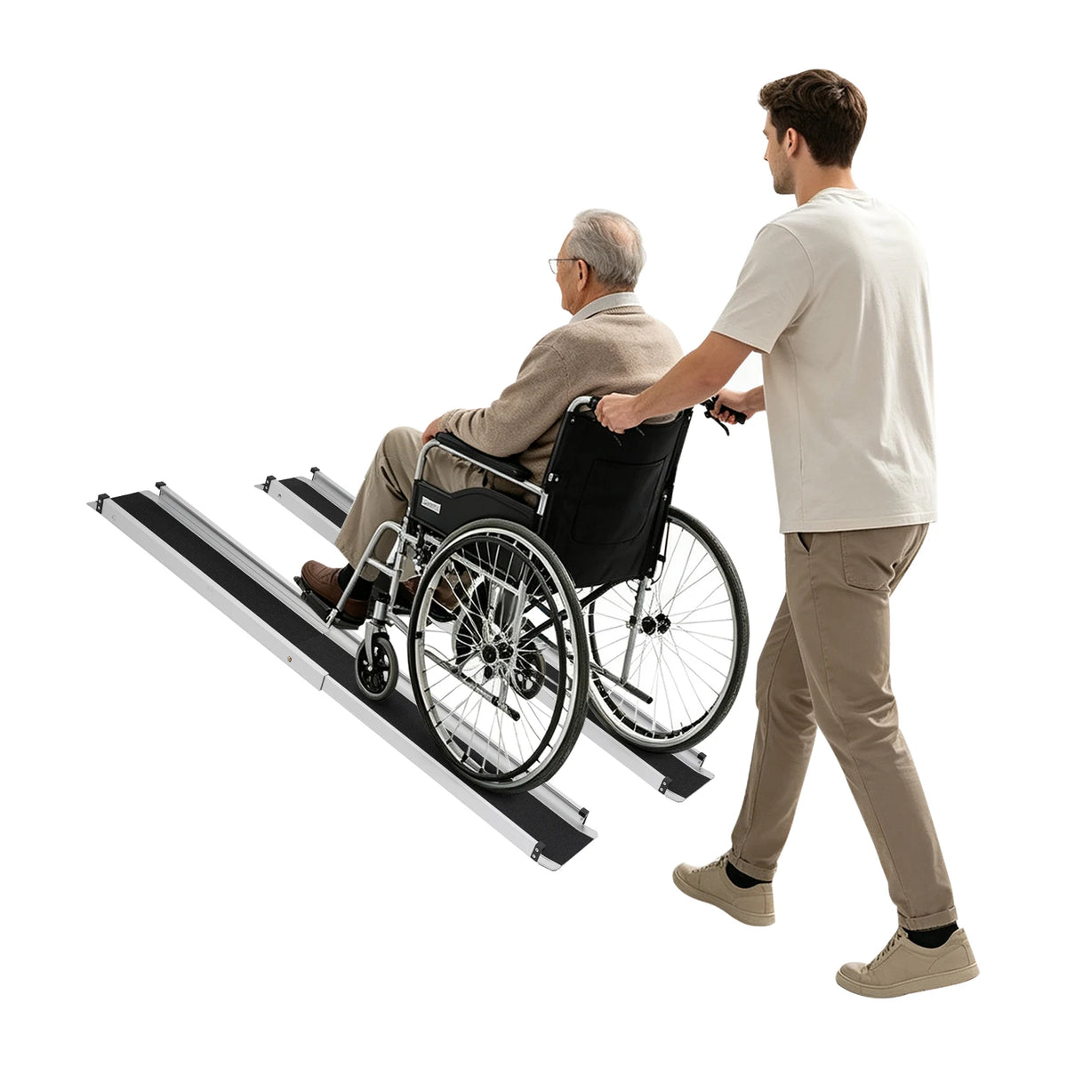 Portable Aluminum Wheelchair Ramp for Steps and Door Thresholds