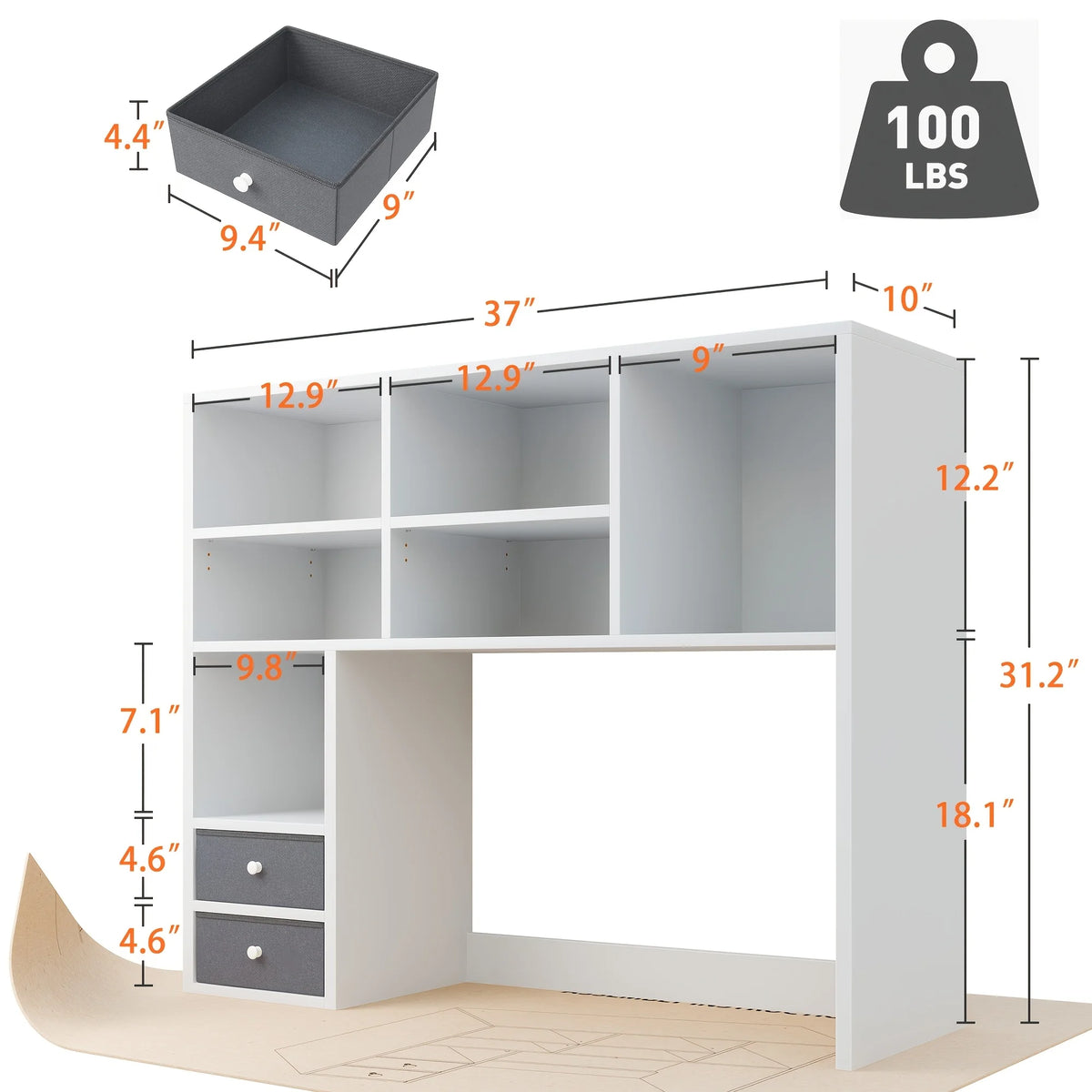 Adjustable Wooden Desktop Storage Rack With Seven Compartments