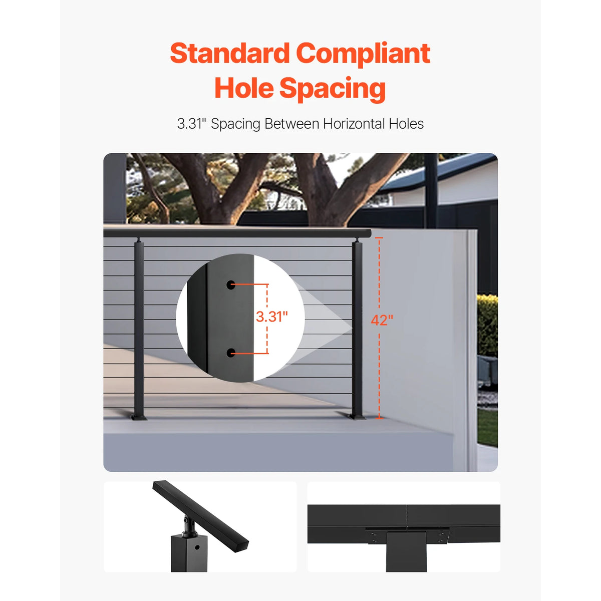 SucceBuy Stainless Steel Cable Railing Posts With Curved Brackets