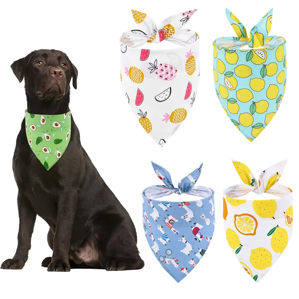 Washable Floral Fruit Dog Bandana Soft Adjustable Pet Kerchief
