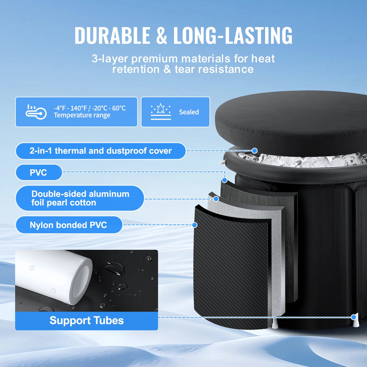 SucceBuy Portable Inflatable Ice Bath Tub for Cold Water Therapy