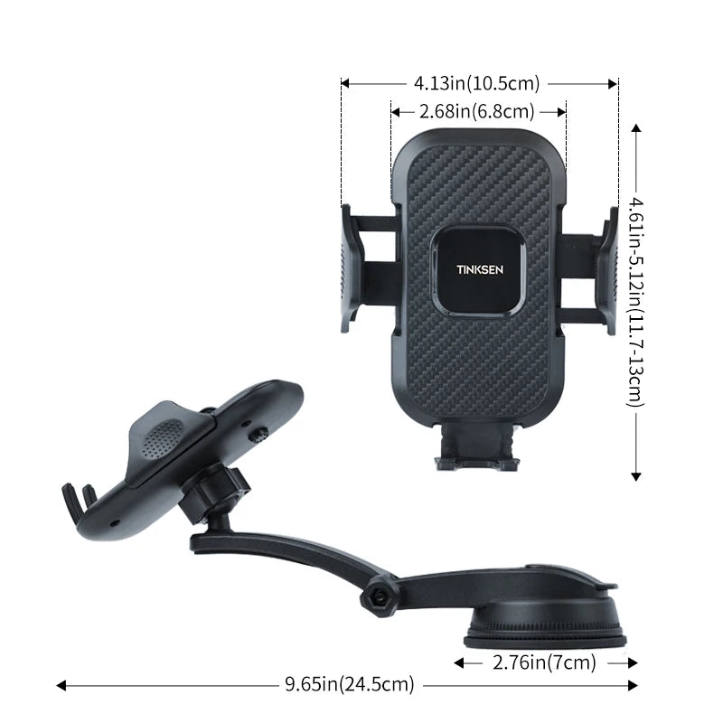 Upgraded Car Phone Holder - Adjustable Arm with Ergonomic Grip, Strong Suction Cup and Elliptical Design, Compatible with iPhone, Samsung, Android Smartphones, General Motors, Fashion Accessories, Texture Anti slip Pad