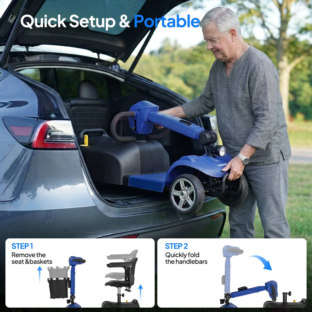 Folding Electric Mobility Scooter for Seniors and Adults All Terrain