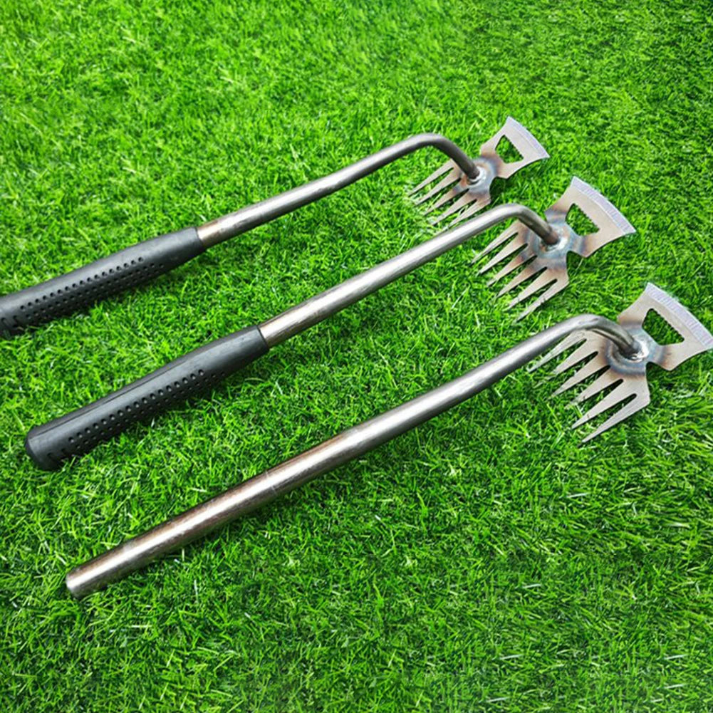 Multifunctional Garden Rake Manganese Steel Hand Weeder Rake Agricultural Weed Puller Shovel Grass Rooting Soil Loosening Tool