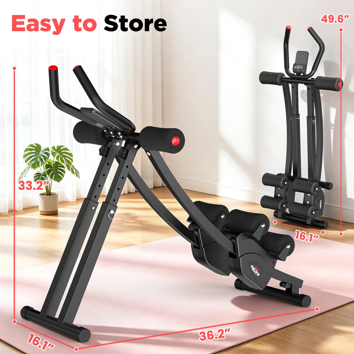 RELIFE Foldable Dual Track Ab Machine Core Trainer for Home Fitness