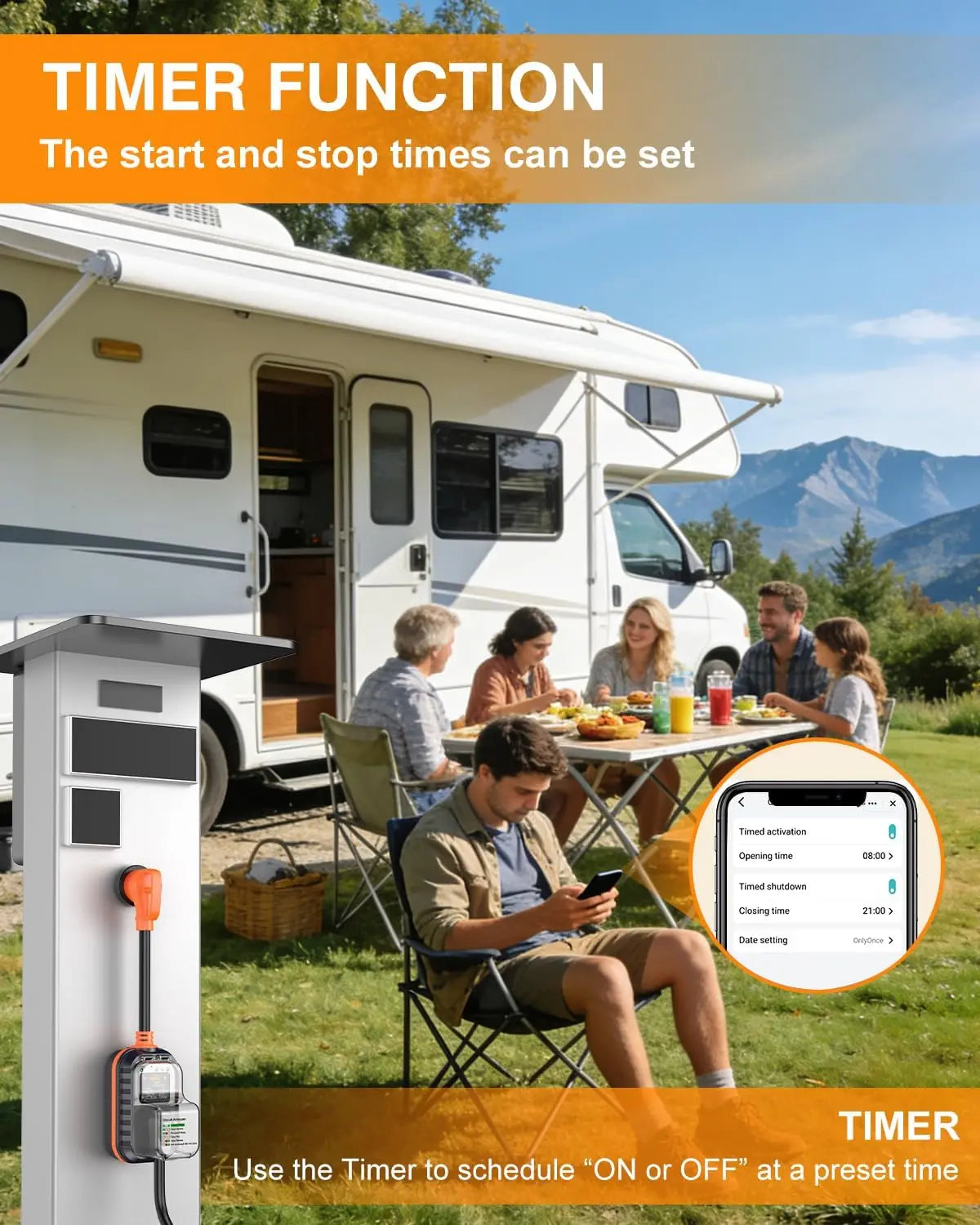 2026 New-Gen RV Surge Protector 30 amp with Bluetooth & APP, 15000J Circuit Analyzer with Large LED Screen, Real-Time Monitoring, IP68 Waterproof with Protective Cover for RV Camper Travel Trailer