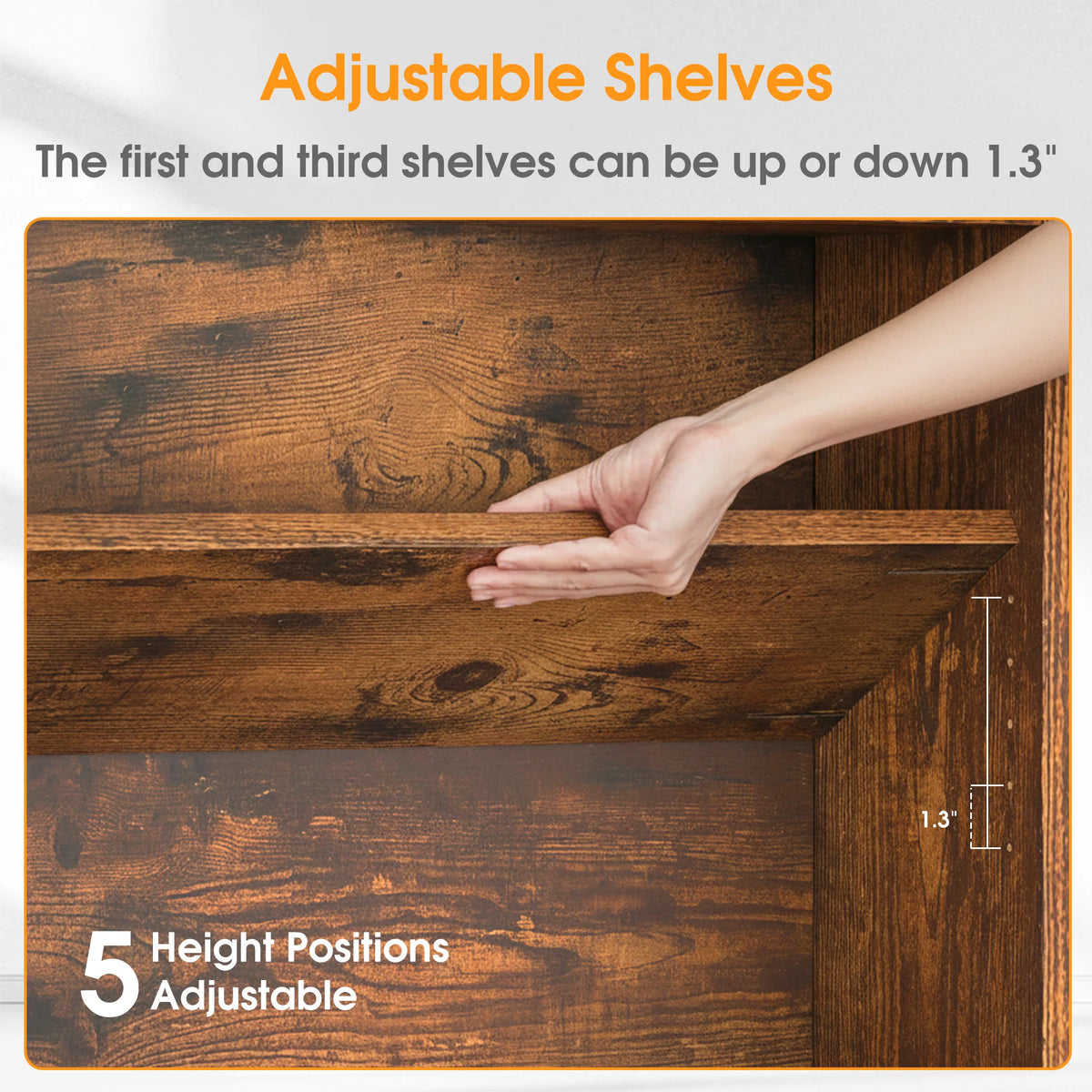 MCQ 6 Tier Wooden Bookcase Adjustable Open Storage Shelf