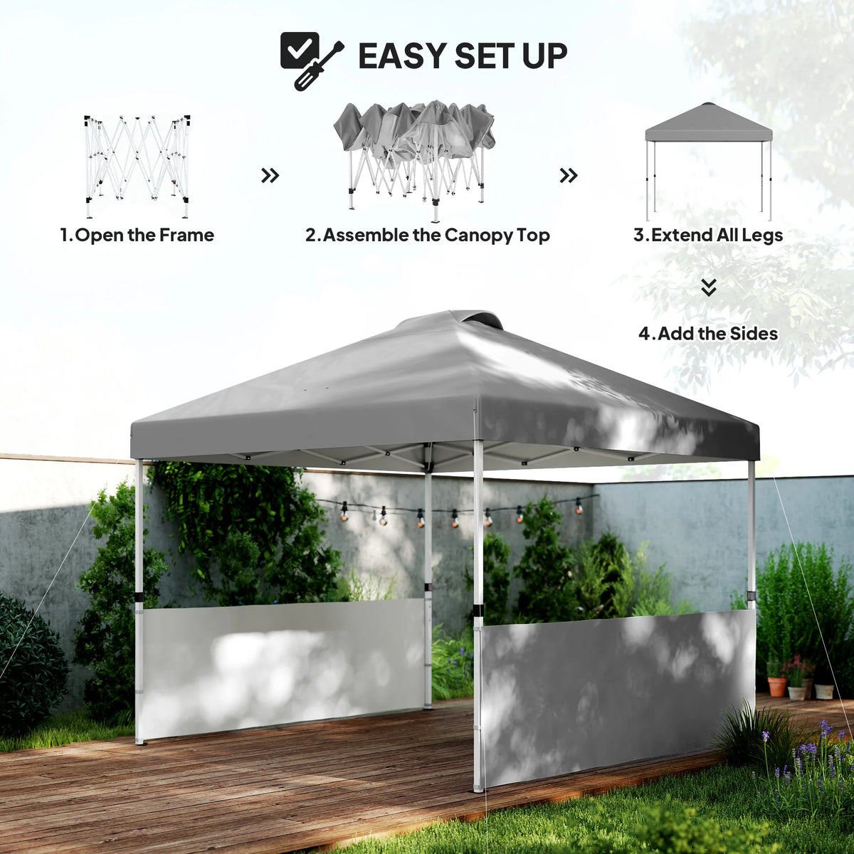 Outsunny Pop Up Canopy Tent With Half Sidewalls Outdoor Gazebo