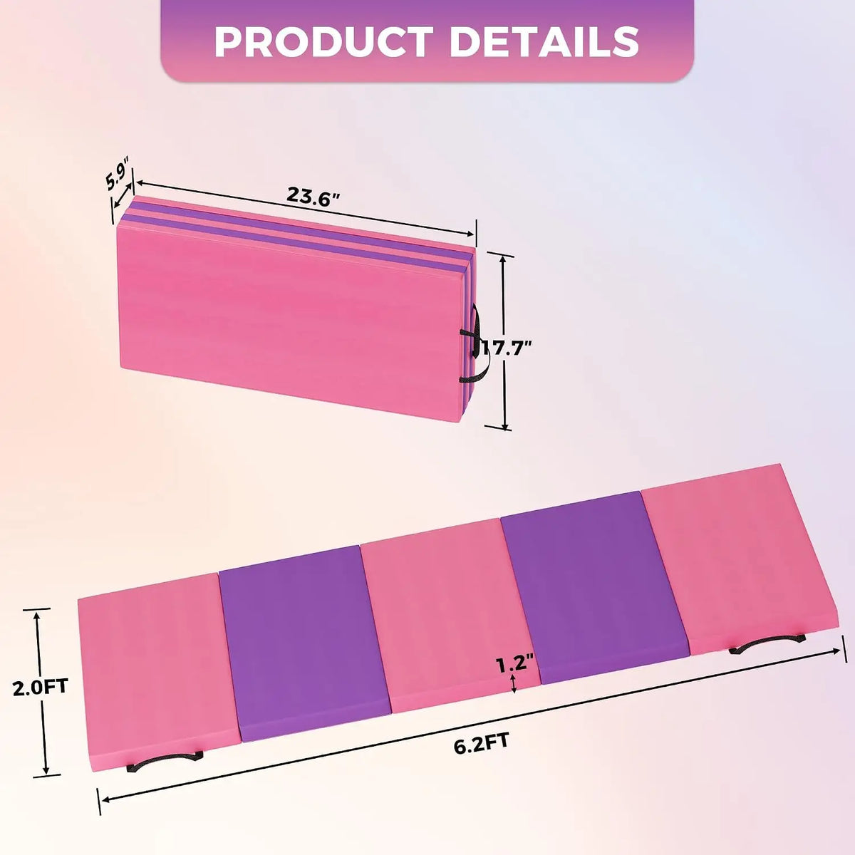 Foldable Gymnastics Yoga Pilates Exercise Mat for Home Workouts