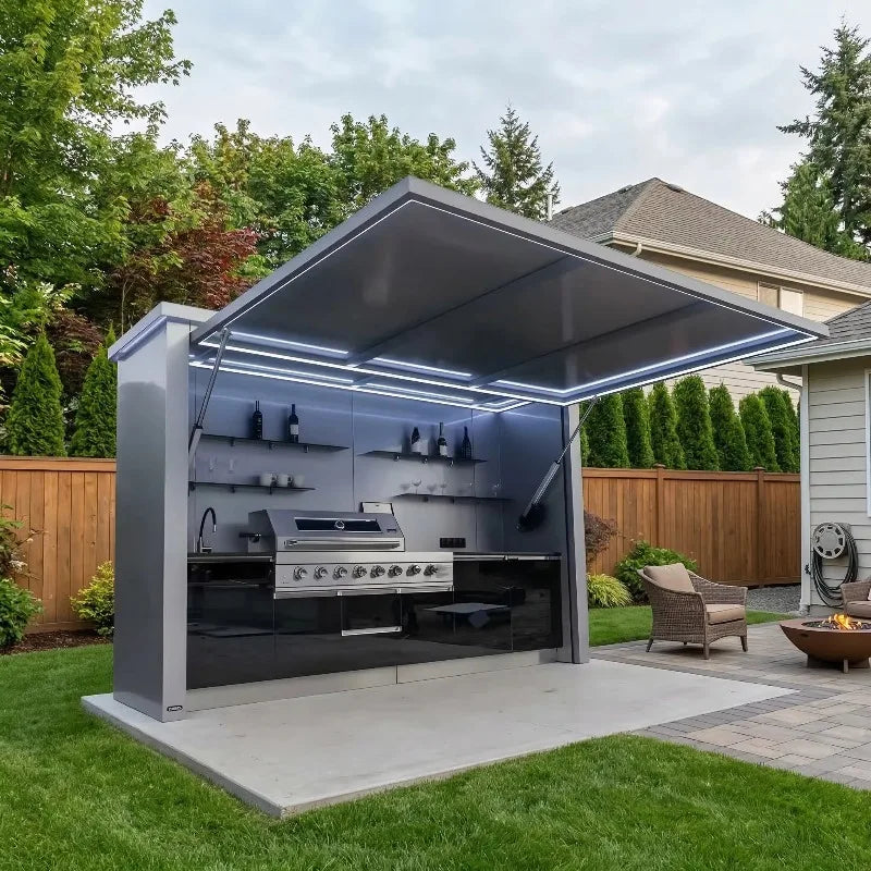Durable 304 Stainless Steel Outdoor BBQ Kitchen Shed Set