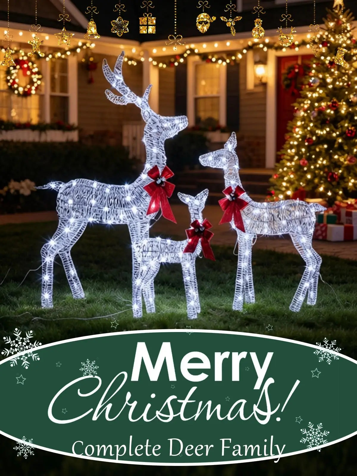 Lighted Christmas Deer Family Set Outdoor Decoration With LED Lights