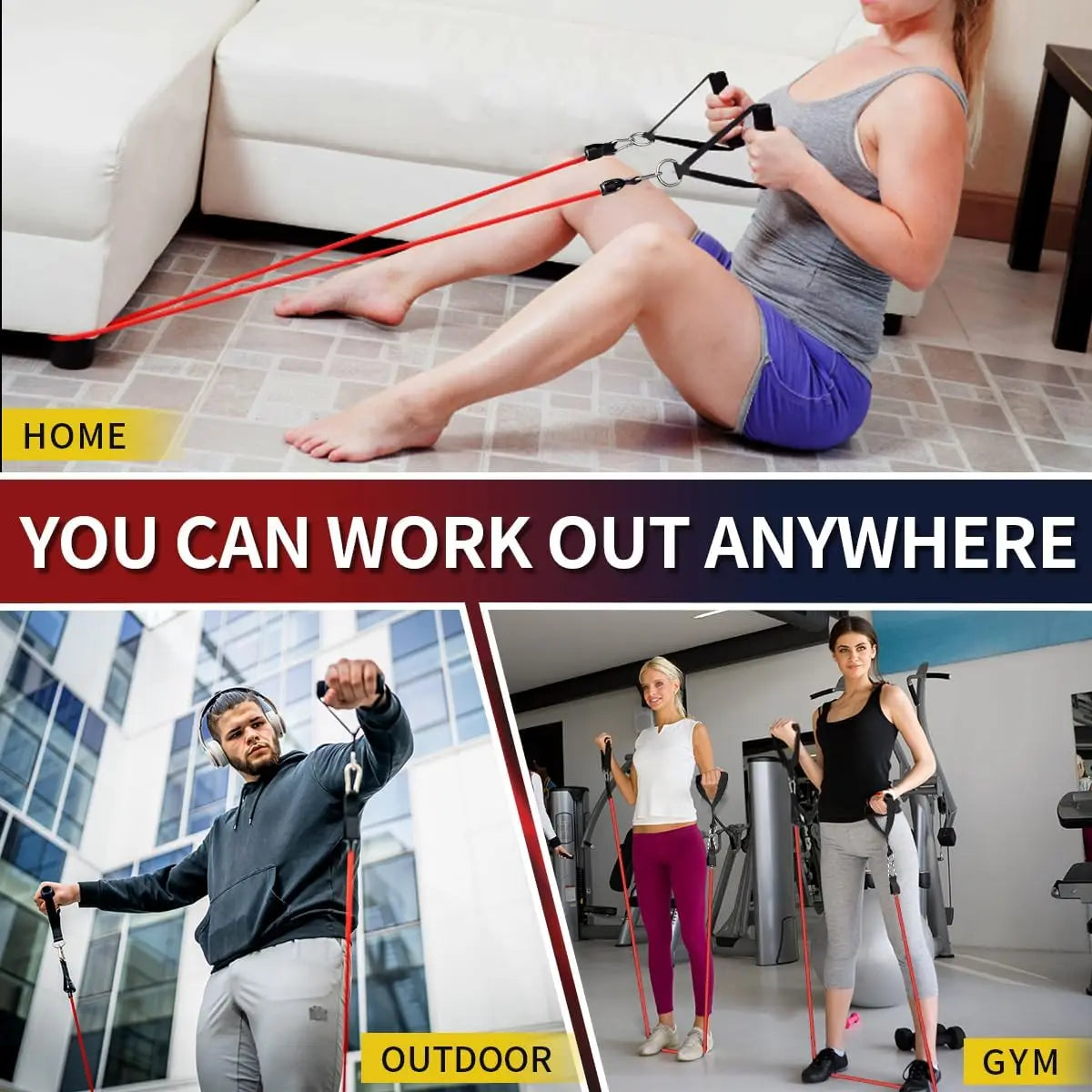 WHATAFIT Resistance Bands With Handles for Strength Training and Fitness