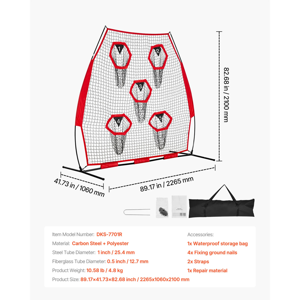 SucceBuy Football Throwing Trainer Net With Target Pockets for Practice