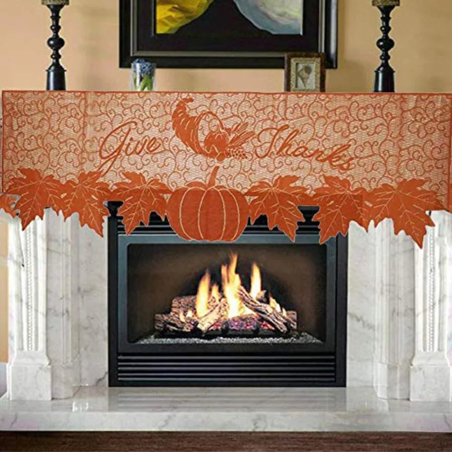 Thanksgiving Pumpkin Lace Fireplace Scarf And Table Runner