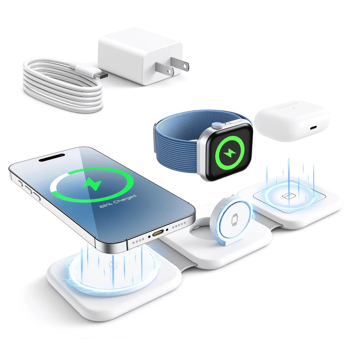 Magnetic 3 In 1 Wireless Charger for iPhone Watch AirPods