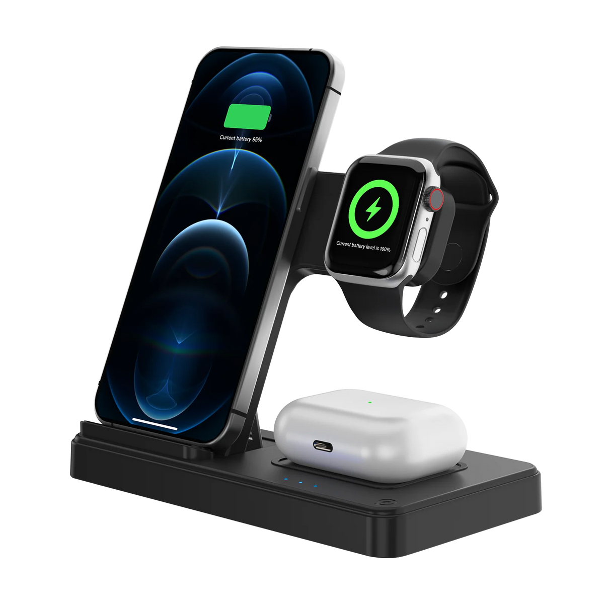 Triple Foldable Magnetic Wireless Charging Station for iPhone Watch AirPods