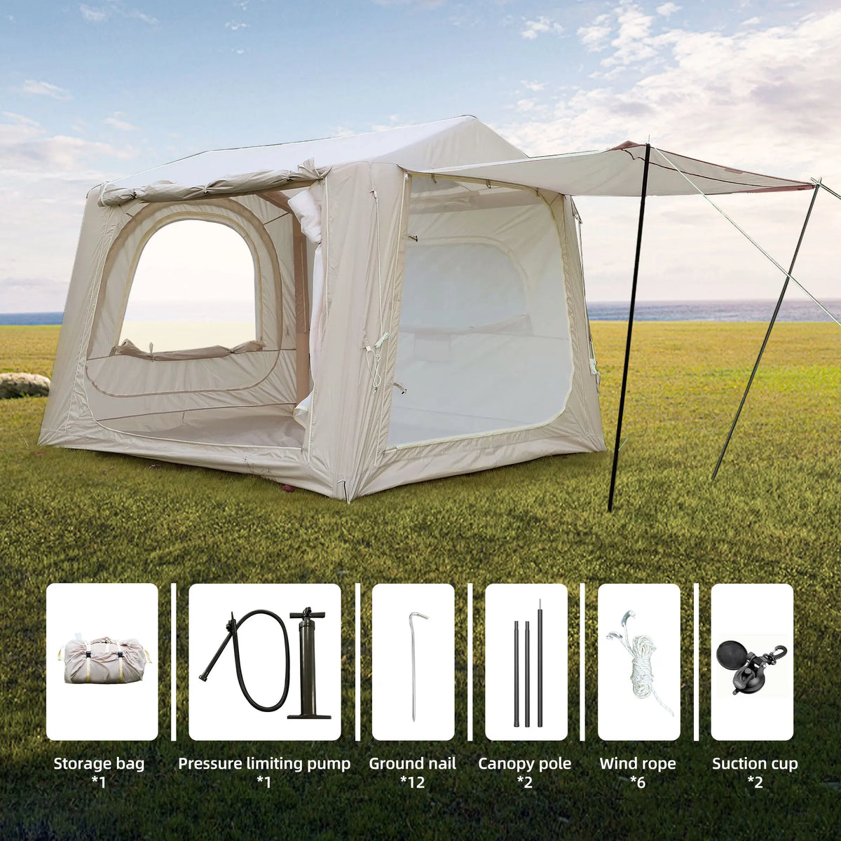 Inflatable Tents for Camping suv tent Easy Setup Inflatable Tent Waterproof Air Glamping Tents for Camping Adult 4/6/8 Person