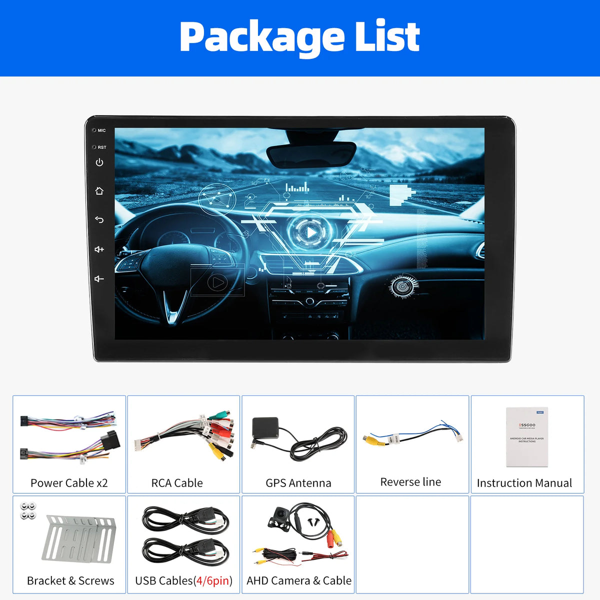 Essgoo Wireless CarPlay Android Auto Car Stereo Radio With GPS