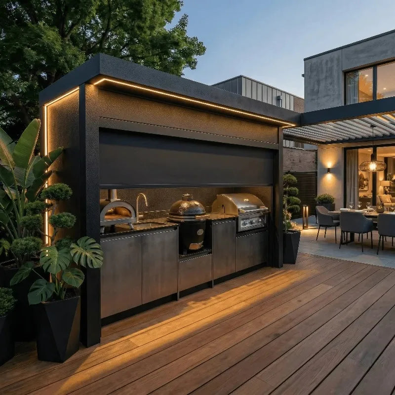 Durable 304 Stainless Steel Outdoor BBQ Kitchen Shed Set
