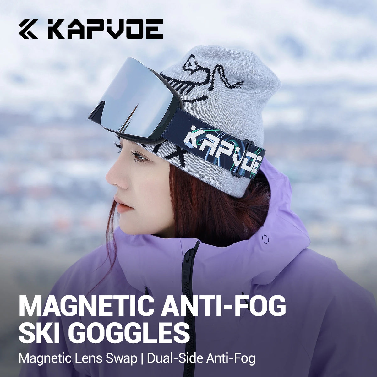 Kapvoe Photochromic Ski Goggles With Anti-Fog OTG UV Protection