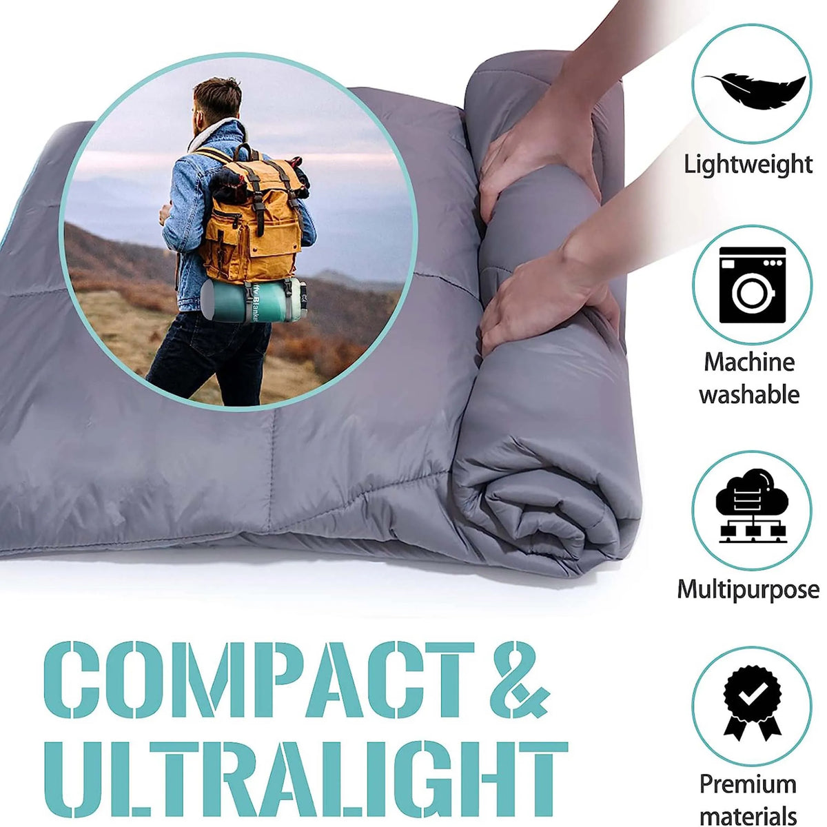 Outdoor Camping Blanket Fluffy Waterproof Warm Portable Storage Bag Hiking Picnic Car Use Multi-Functional Blanket