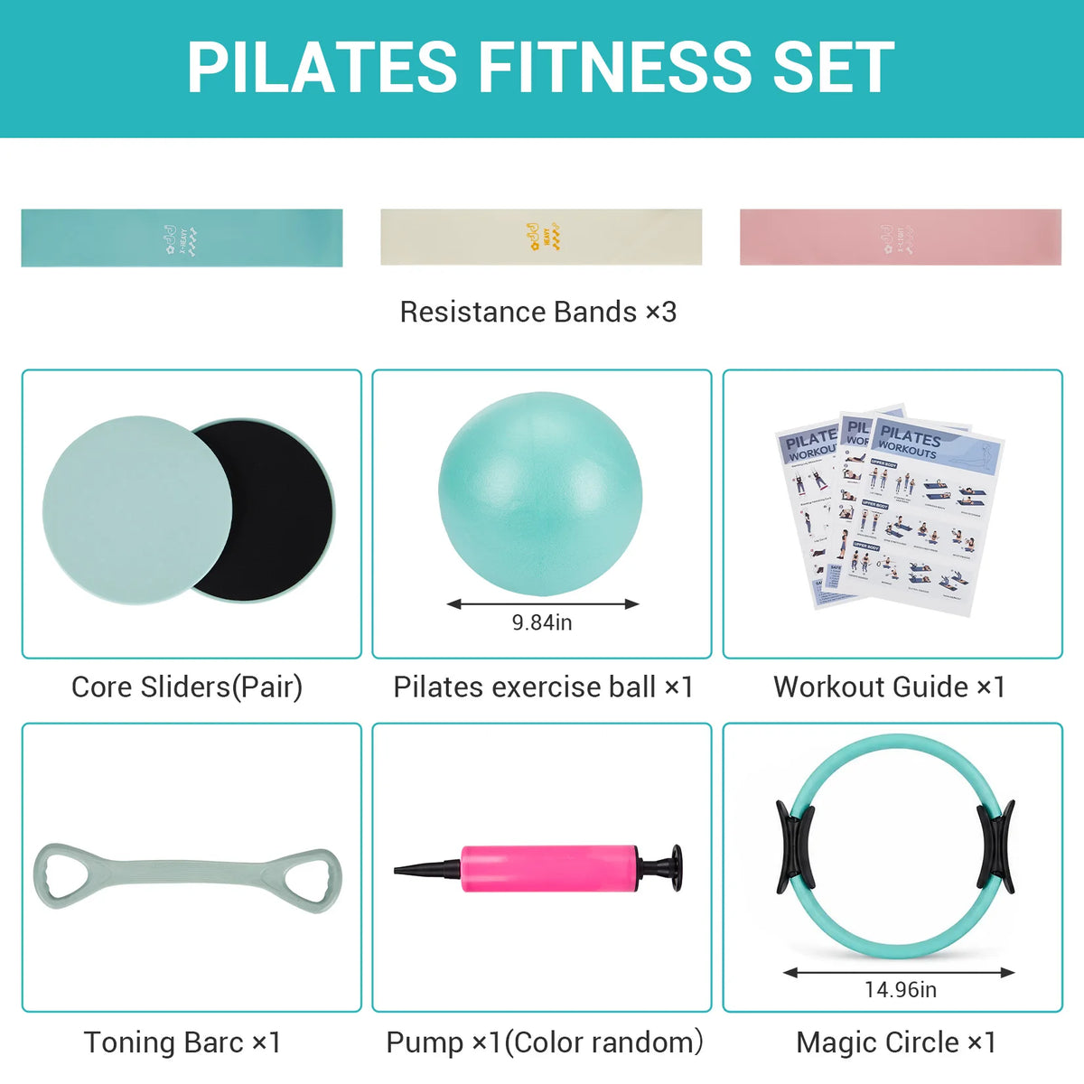 Complete Pilates Training Set With Resistance Bands And Exercise Ball
