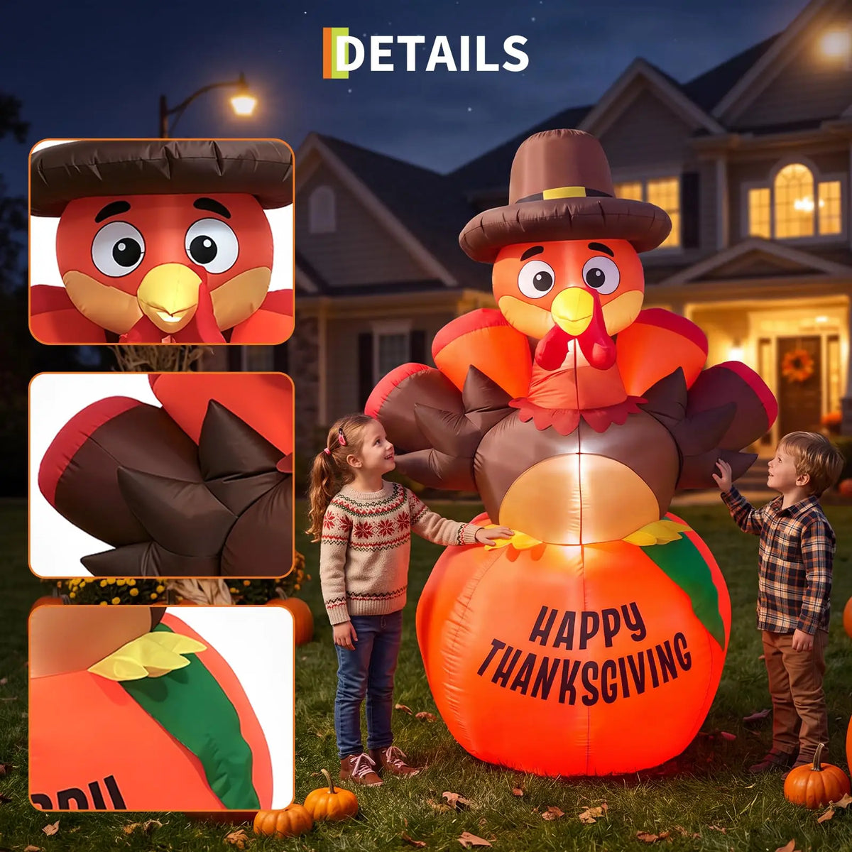Thanksgiving Inflatable Pumpkin And Turkey LED Outdoor Decoration