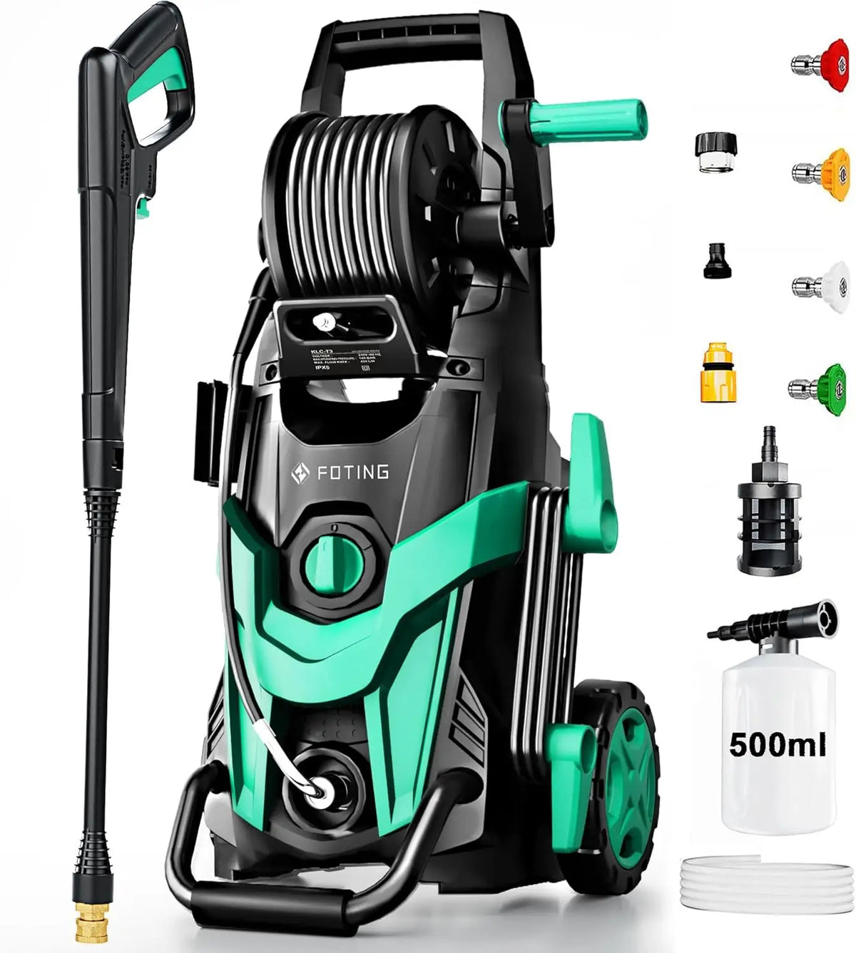 Pressure Power Washer 4800PSI with 4 Quick Connect Nozzles,Inlet Hose & Filter, Foam Cannon for Cars/Fences/Driveways/Patios/Home