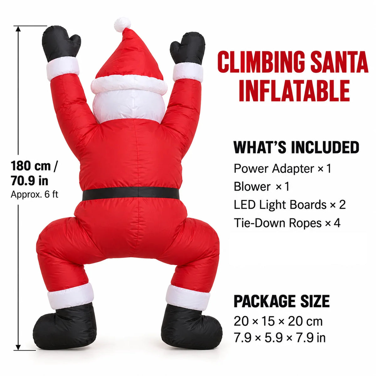 Inflatable Climbing Santa Claus Christmas Decoration with LED Lights