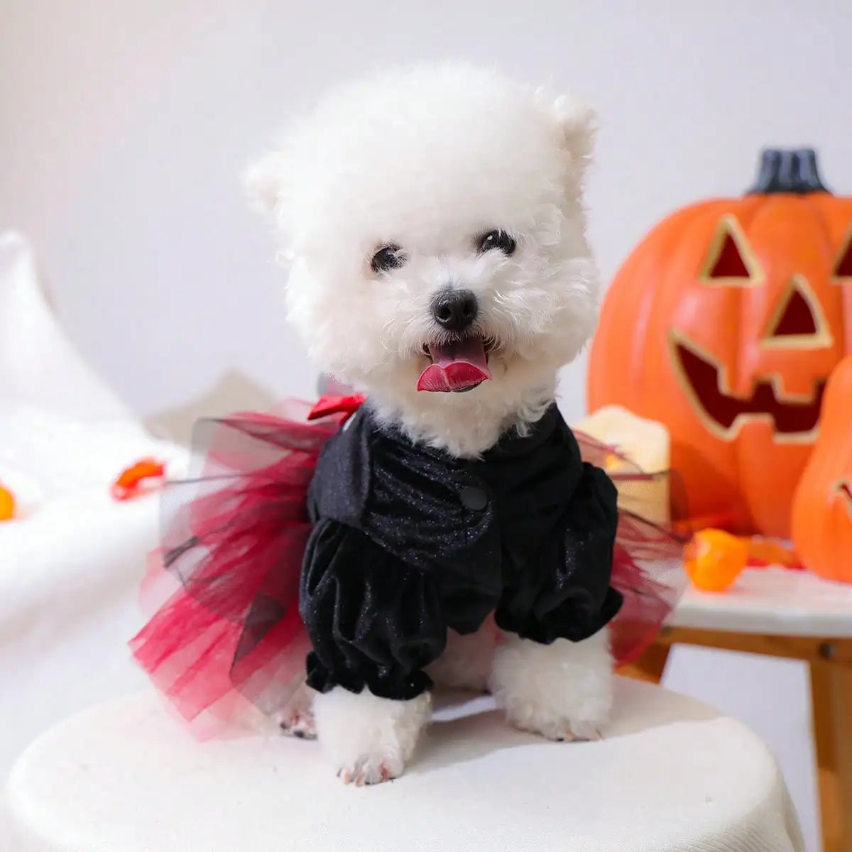 Halloween Skull Pattern Tulle Dress Costume For Dogs And Cats