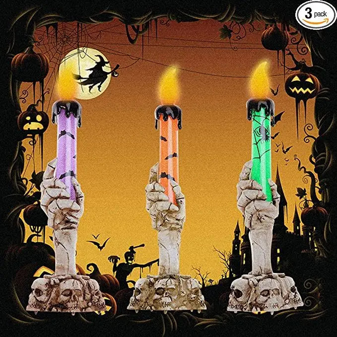 Halloween LED Skull Candle Lamp Flameless Ghost Party Decoration