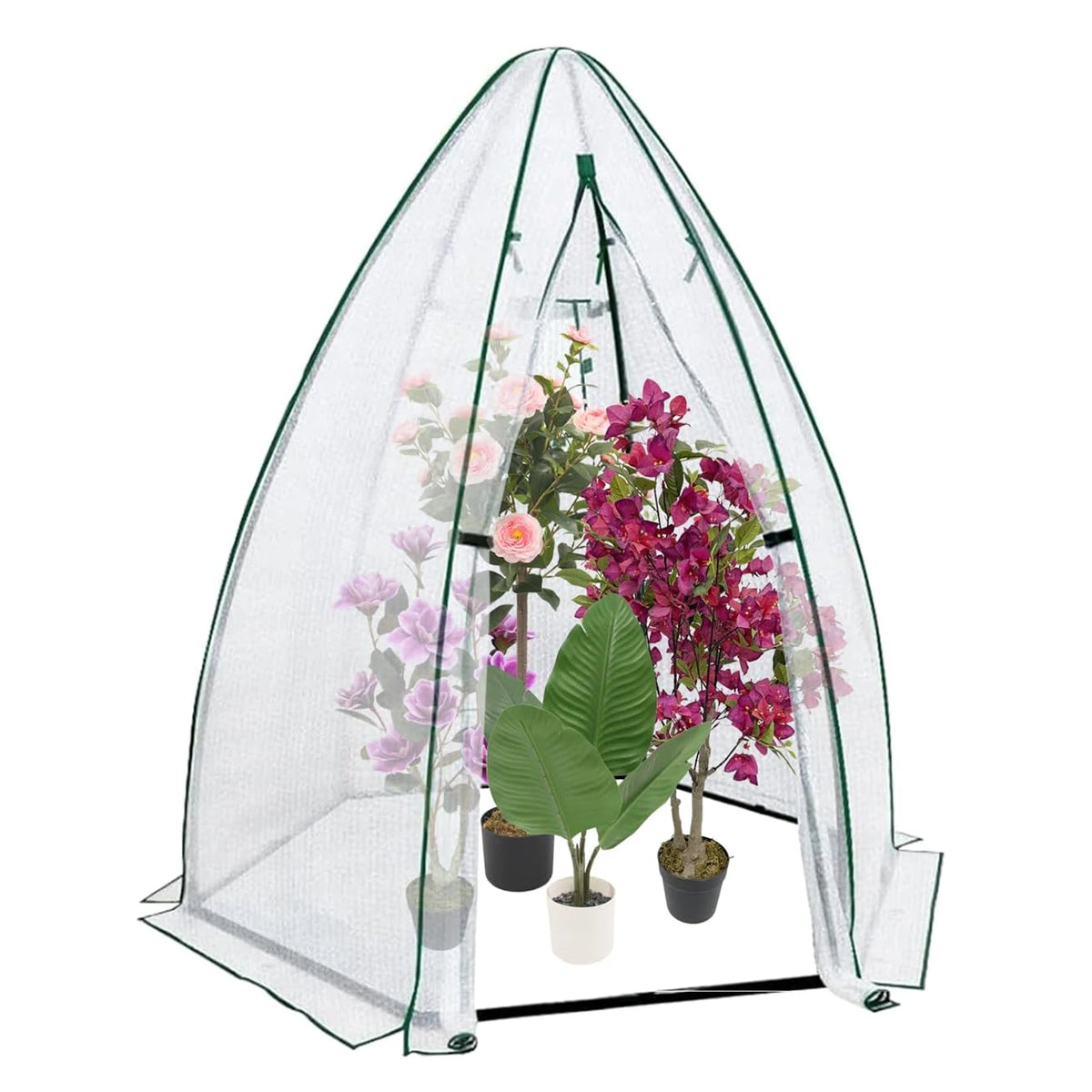 54x54x71 Mini Hexagonal Greenhouse Portable Walk-in Greenhouse With PE Cover Roll-Up Door Mesh Window For Garden Patio